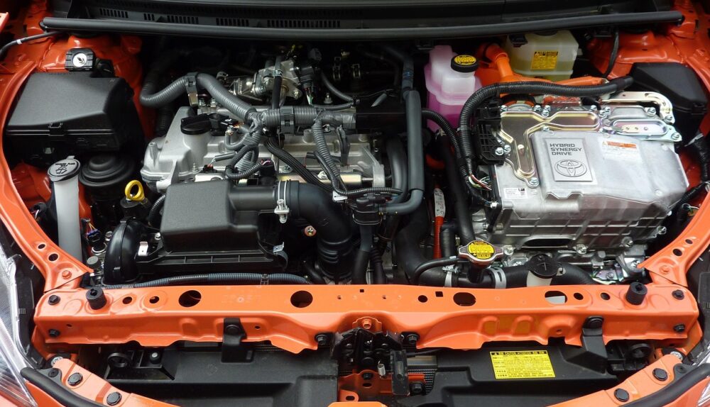 electric car engine close up