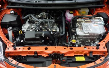 electric car engine close up