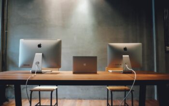 modern sleek workspace with laptop