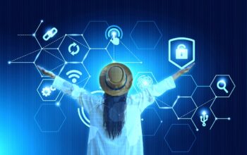secure digital shield with ai and network graphics