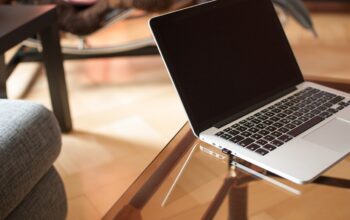 laptop with leaves