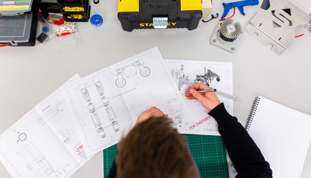 tablet in engineering workshop