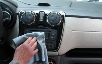 car dashboard with cloud icons