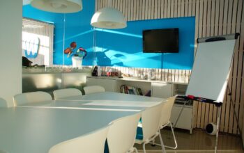 modern office with coworking desks