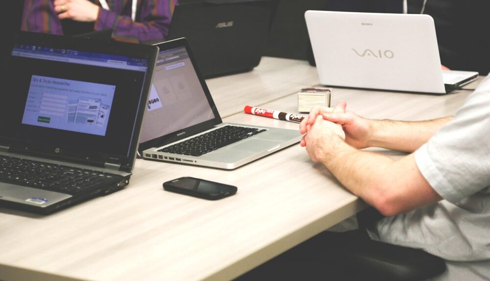 sleek modern laptop workspace