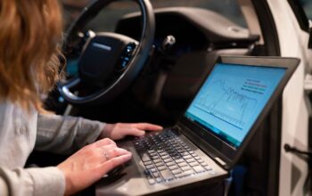 modern car dashboard with digital compliance screen