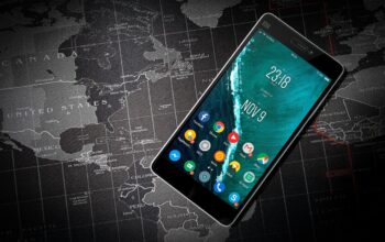 smartphone with finance apps
