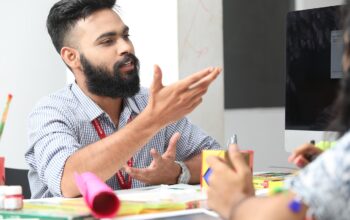 corporate meeting with diverse employees discussing climate