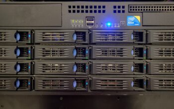 data center servers with digital screens
