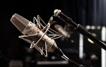 modern warehouse podcast microphone
